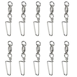 10 Pieces Fishing Swivels, Metal Fishing Ball Bearing Swivels, High Strength Fishing Tackle Fishing Line Connector for Freshwater and Saltwater (0#)