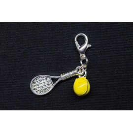 Miniblings Tennis Racket and Ball Charm Pendant Enamelled Set of 2