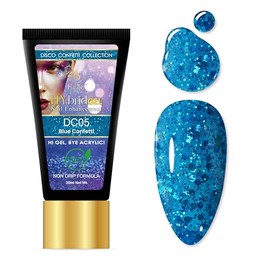 HYBA Disco Confetti Hybrid Gel Nail Polish, Single Tubes (Blue Confetti) DC05