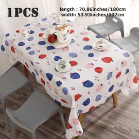 Aisszhao 137 * 180cm Wipe Clean PVC Tablecloth,Rectangular Large Easy Care Table Cover Reusable Table Cloth for Holiday Dinner Outdoor Picnic (Strawberry)