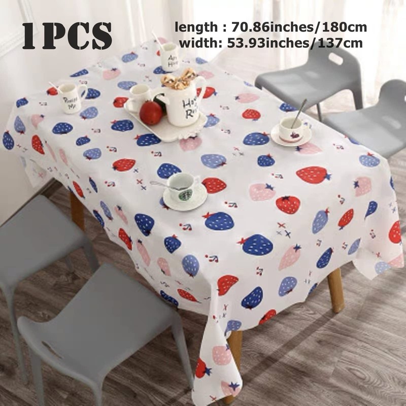Aisszhao 137 * 180cm Wipe Clean PVC Tablecloth,Rectangular Large Easy
