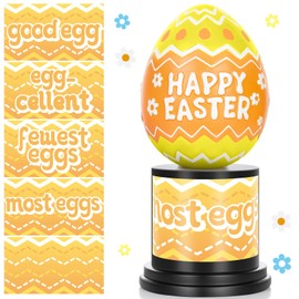 Easter Egg Hunt Trophy for Spring Easter Decorations Easter Egg Decor with 20 DIY Stickers for Easter Themed Hunt Basket Stuffers Fillers Easter Eggs Trophy Table Decor for Home Party Supplies Gifts