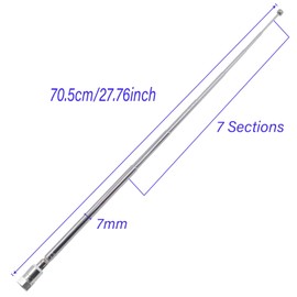 SHUKEFER FM Telescopic Radio Antenna Kit F Male Connector Telescoping Antenna Replacement 75 Ohm 7 Sections 30.12Inch for TV AM FM Radio AV Video Stereo Receiver