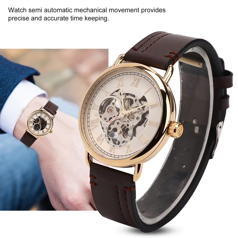 FORSINING Fashionable Wrist Watch Mechanical Semi Automatic Hollow Pattern Men's