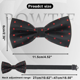 Luckyvestir Bow Tie,Black/Red Bow Ties for Men, Pre-tied Men's Bow Ties, Adjustable Polka Dot Bowtie (Z:Red&Black)