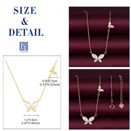 Yumilok Necklace with Pendant Women's Necklace 925 Sterling Silver Cubic Zirconia Opal Butterfly for Women Mum, Silver, Opal, zirconia