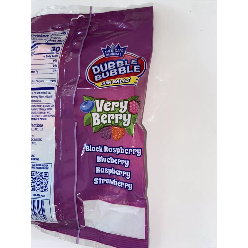 Dubble Bubble Very Berry Black Rasp, Blueberry Gum Balls 4oz.