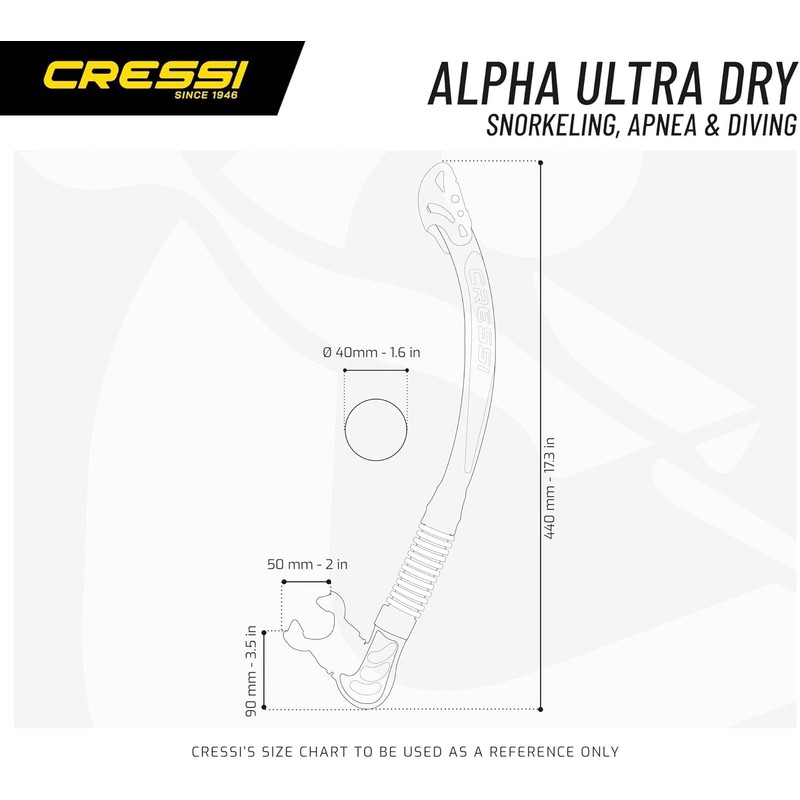 CRESSI Unisex Adult Alpha Ultra Dry Snorkel Dry Snorkel Ideal