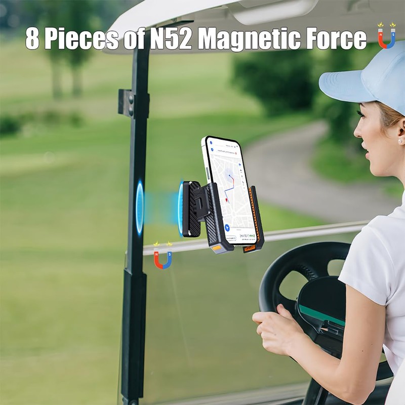 Msiud Magnetic Golf Cart Phone Holder, Rotatable Phone Mount for