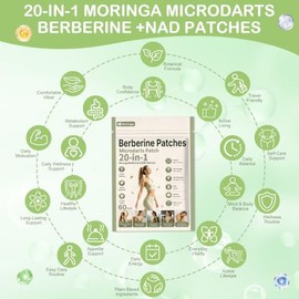 Parches GLPLUS-1, parche de berberina, moringa Microdarts Berberina +NAD, parche nano 20 en 1 con L glutamina, cromo, moringa, granada y canela para h