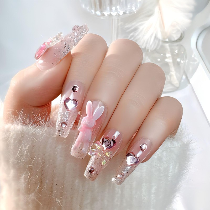 Liberte55 Nail Tips Gal Long Korean Children False Nail Long