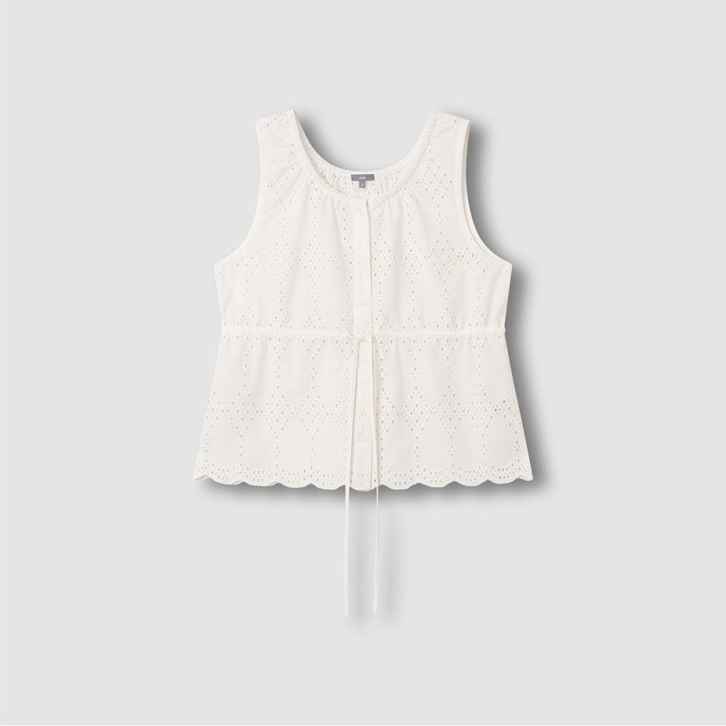 JAJU [JAJU] Girls Eyelet Sleeveless Blouse_Ivory
