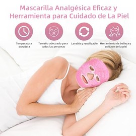 Antifaz de Gel para Cara,Mascara de Hielo Facial Frio y Calor con Respaldo de Felpa Suave,Mascarilla para Cara Reutilizable Reducir Ojeras, Hinchazón, Enrojecimiento, Migraña, Cuidado de la Piel-Rosa