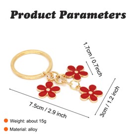 HOSBY 3 Pcs Keychains for Women, Cute Classy Bag Charm Flowers Key Chain Car Key Ring Pendant for Purse Handbag Bags Decor, 3 Colors/Blue&white$red, One Size