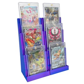 Magnetic Card Holder Stadium Displays - Purple Pink Blue (2 Pack), Compatible with Ultra Pro Protectors - Trading Card Holder - Card Stand - Sports Card Display (Galaxy Red)