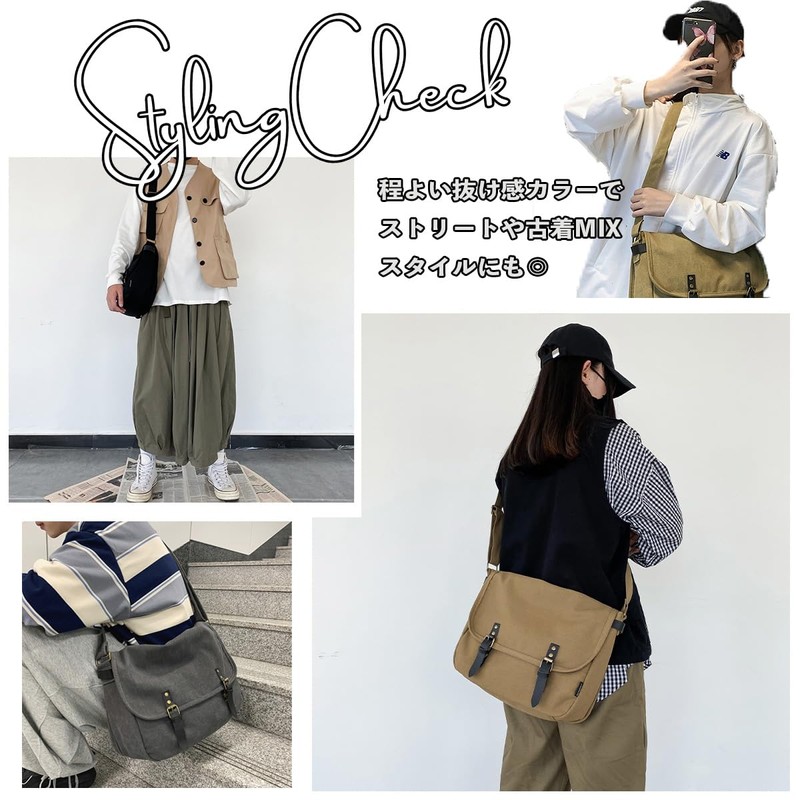 INNOCRIE Shoulder Bag, Men's, Women's, Canvas, Shoulder Bag, Large Shoulder