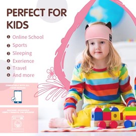 Joythink Kids Bluetooth Headband Headphones Sleep Mask Wireless Earphones Built in Thin Speaker Adjustable Sports Headset Sleep Headband for Girls Boys Toddler Children Baby Travel Study Pink