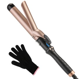 Curling Iron 1 1/4 Inch for Medium and Long Hair Professional Tourmaline Ceramic Barrel Curler with Clamp Dual Voltage Adjustable Temperature Long-Lasting Results Black