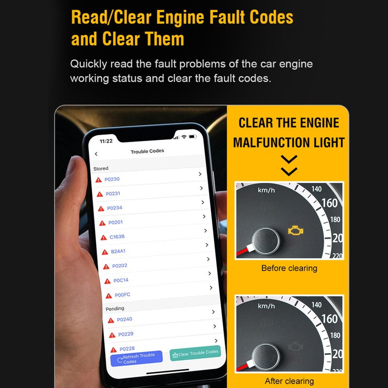 OBD2 Scanner Reader Bluetooth Wireless Auto Diagnostic Scan Tool OBD2