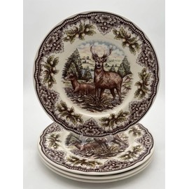 Royal Stafford Stag Deer Dinner Plates Set of 4 Homeland The Victorian English Pottery