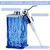 ZIVQEXMURL 10Oz Diamond Grid Pattern Blue Glass Soap Dispenser with
