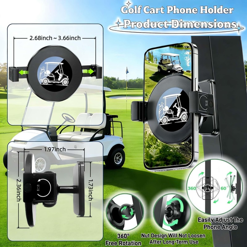 WUKO HUNT Magnetic Golf Cart Phone Holder 2-in-1