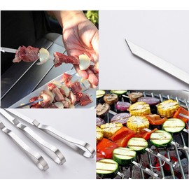 17 Inch Long Stainless Steel Skewers for Kabobs,HONSHEN Flat Shish Kabob Barbecue Skewers with Storage Bag - Metal BBQ Skewers for Grilling Meat, Chicken, Shrimp, Vegetables - 10 Pack