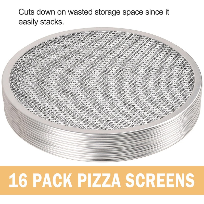 LRui Pizza Screen,16 Inch,12 Pack,Seamless Aluminum Pizza Pan With Holes.