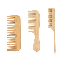 3PCS Brown Wooden Combs Set