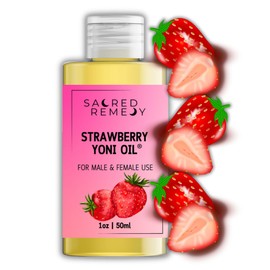 StrawberryYoni Oil Potent, Hydrating, Moisturising Lotion Oil. 100% Natural & Vegan. Reduces Friction, Chaffing & Dryness. Balances PH Level & Fresh Scent with Vitamin E (50ml)
