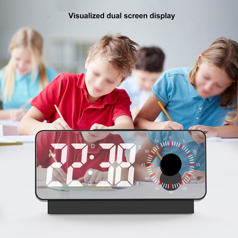 Digital Alarm Clock Dual Display Adjustable Brightness Large Display LED
