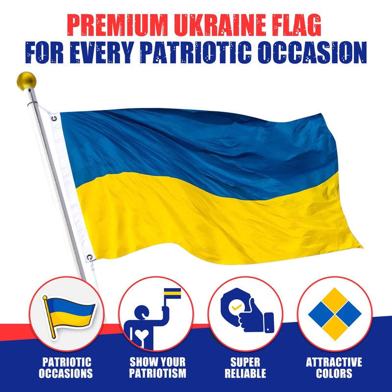 Ukraine Flag 4ft x 6ft Sewn Oxford Polyester