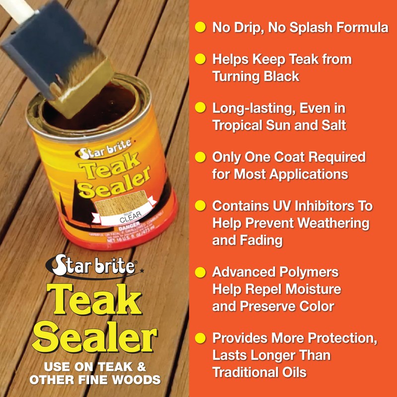 Star brite Teak Sealer - Clear - One Coat Formula,