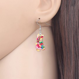 SHIGIE Easter Acrylic Adorable Bunny Earrings Holiday Dangle Cartoon Eggs Flowers Pets Festival Gifts For Women Rabbits Lovers (Pink)
