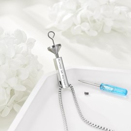 HKPATOP Opal Urn Necklaces for Ashes Sterling Silver Blue Opal 3D Bar Cremation Jewelry for Ashes Memory Jewelry for Women Men