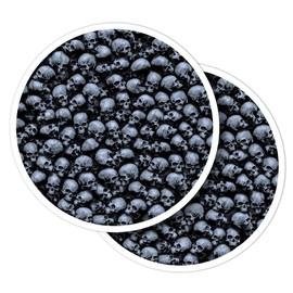 Vinyl Round Stickers (Set of 2) 10cm - Human Skulls Goth Emo Death for Laptops, Tablets, Luggage, Scrap Booking, Fridges #45373