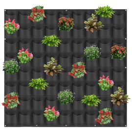 72 Pockets Hanging Planter Bags, Hanging Vertical Wall Mounted Plant Planting Grow Bags, Herb Garden Planter Outdoor Indoor Growing Bag, Gardening Vertical Greening Flower Container(1m×1m, Black)