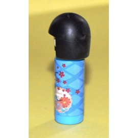 Koheshi Doll - Blue kimono with origami flowers design - 1 2/3 inches tall