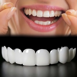 2 Pairs of Denture, Denture Temporary Restoration, Denture Temporary Denture, Natural Comfort Confidence Smile, Glued Beauty Teeth Top and Bottom, Confidence Restoring Smile (White)