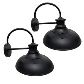 Yolsunes Solar Barn Lights for Outside, Large Farmhouse Gooseneck Outdoor Wall Lights Solar Powered, Black Outdoor Porch Fixture, 2-Pack