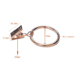 Biluer Pack of 20 Curtain Rings with Clips Metal Curtain Rings for Curtain Photos Home Decoration Iron Gold Plated and Practical, 35 mm Inner Diameter for Smaller than 28 mm Rods