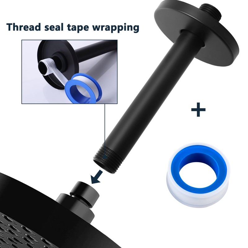 DOLGABA Straight Shower Arm with Flange, Ceiling Mount 6" Rainfall