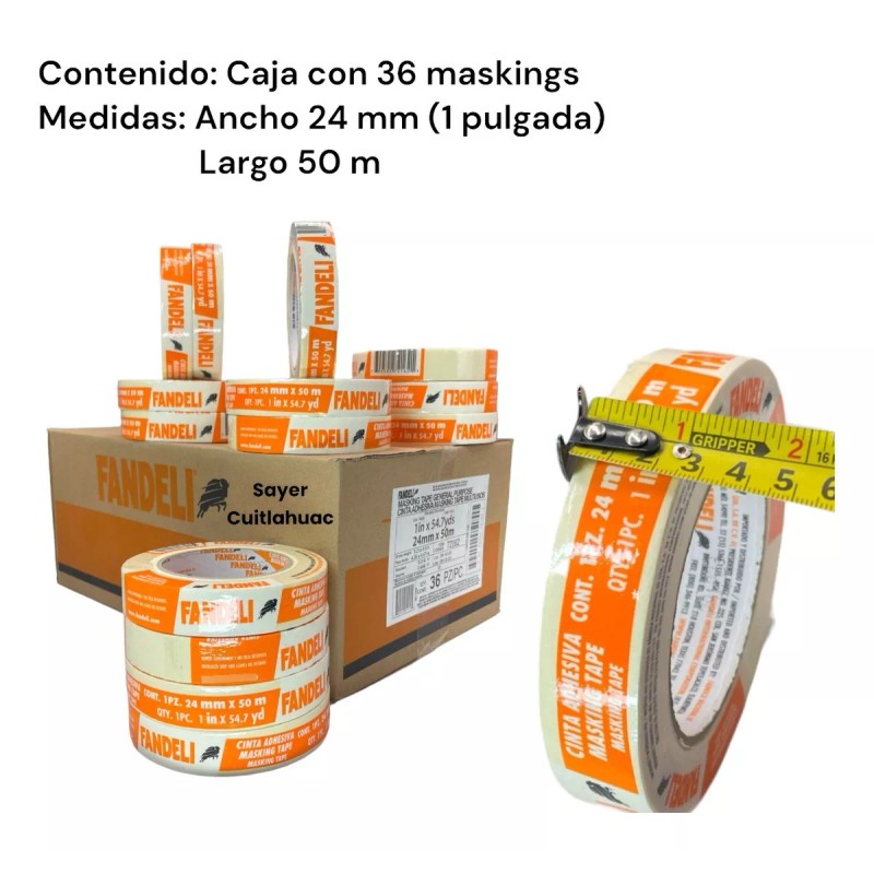 Fandeli Cinta Adhesiva Masking 72162 Fandeli 24mm X 50m Caja