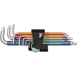 Wera 05022669001 3950/9 Hex-Plus Multicolour Stainless 1 Allen Key Set, Metric, Stainless Steel, 9 Pieces