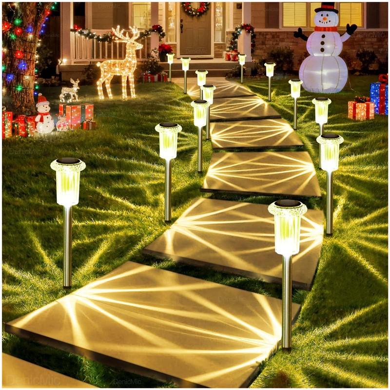 DenicMic Solar Lights Outdoor 10 Pack Waterproof Christmas Lights Outdoor
