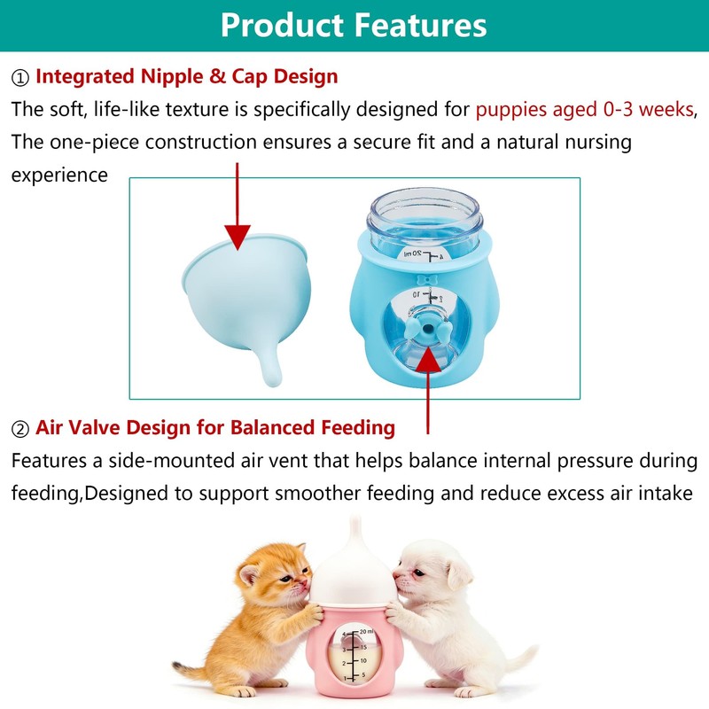 Puppy Bottles for Nursing，Kitten Bottles for Nursing，Pet Feeding Bottle，(Yellow- 20ml)