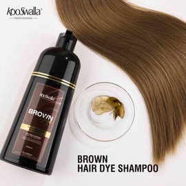 KooSwalla Brown Hair Dye Shampoo 3 in 1 for Gray Hair, Natural Hair Color Dye Shampoo with Herbal Ingredients for All Hair Types 400ml