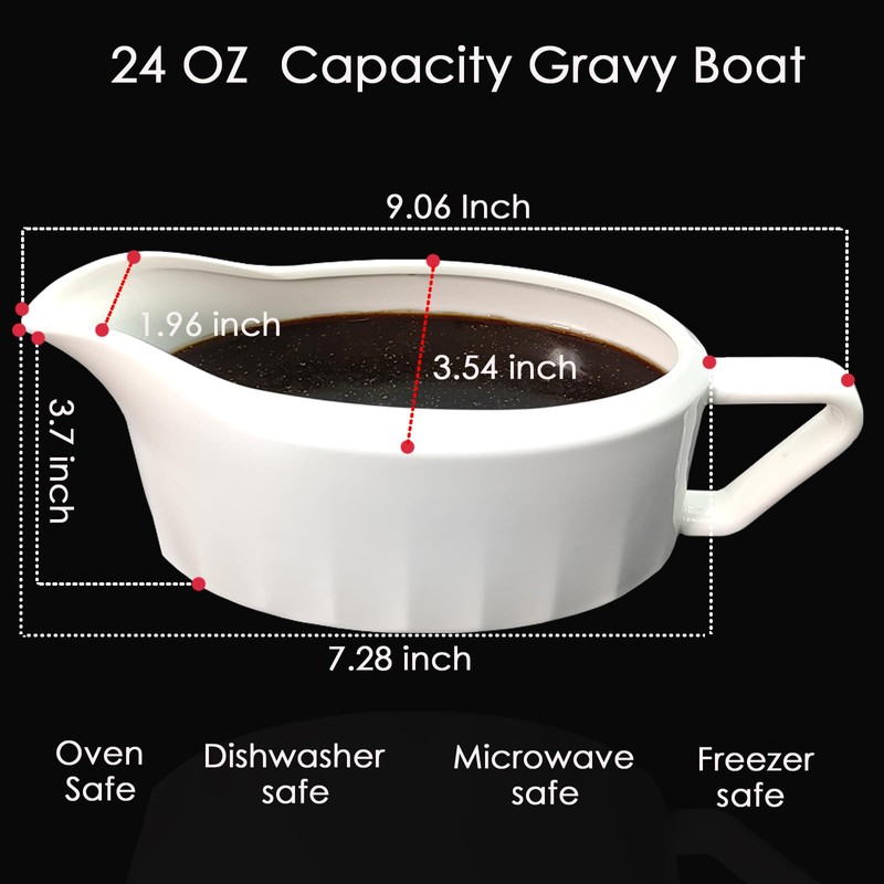Cobata 24oz Large Capacity Gravy Boat - Upgrade Premium White