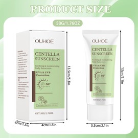 Centella Sunscreen SPF 50, Moisturising Sun Protection Cream, Soothing Moisture Face Sun Protection, Non-Greasy, Strong UV Protection, For All Skin Types