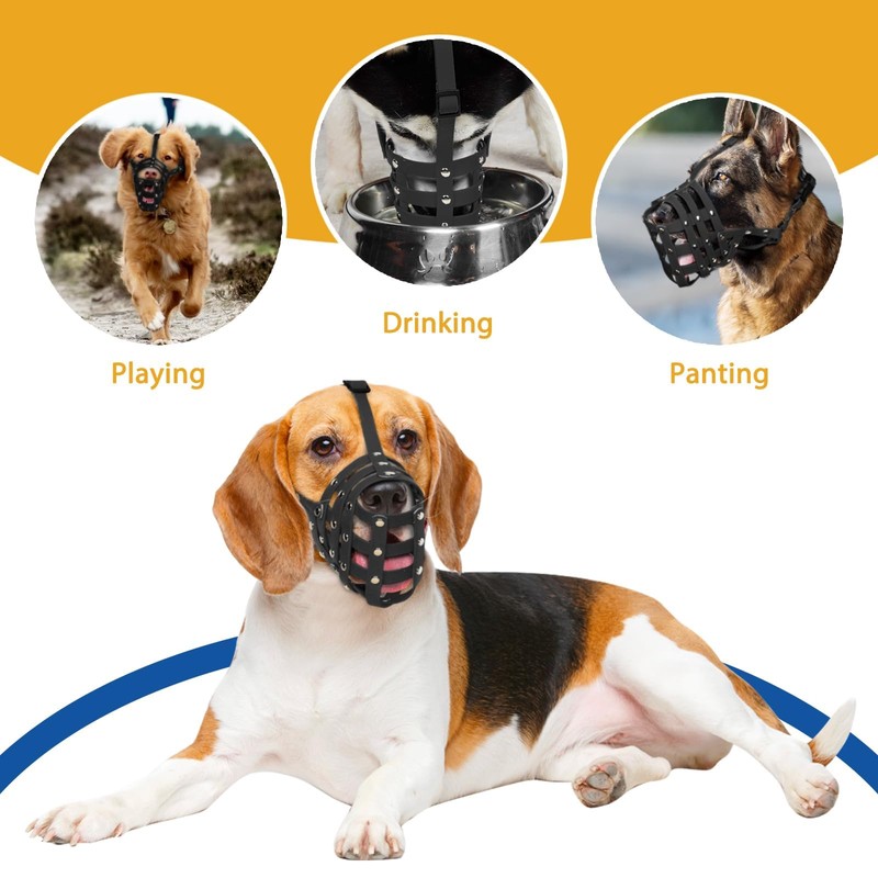 BARKLESS Dog Muzzle, Soft PVC Basket Muzzle for Medium Large
